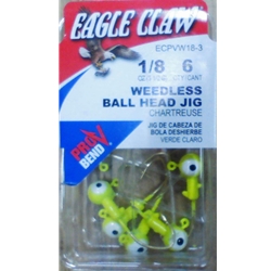 EAGLE CLAW ECPVW18-3 WEEDLESS BALL JIG HEAD CHART 1/8OZ